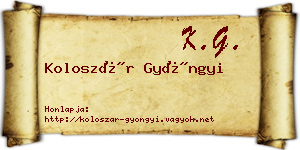 Koloszár Gyöngyi névjegykártya